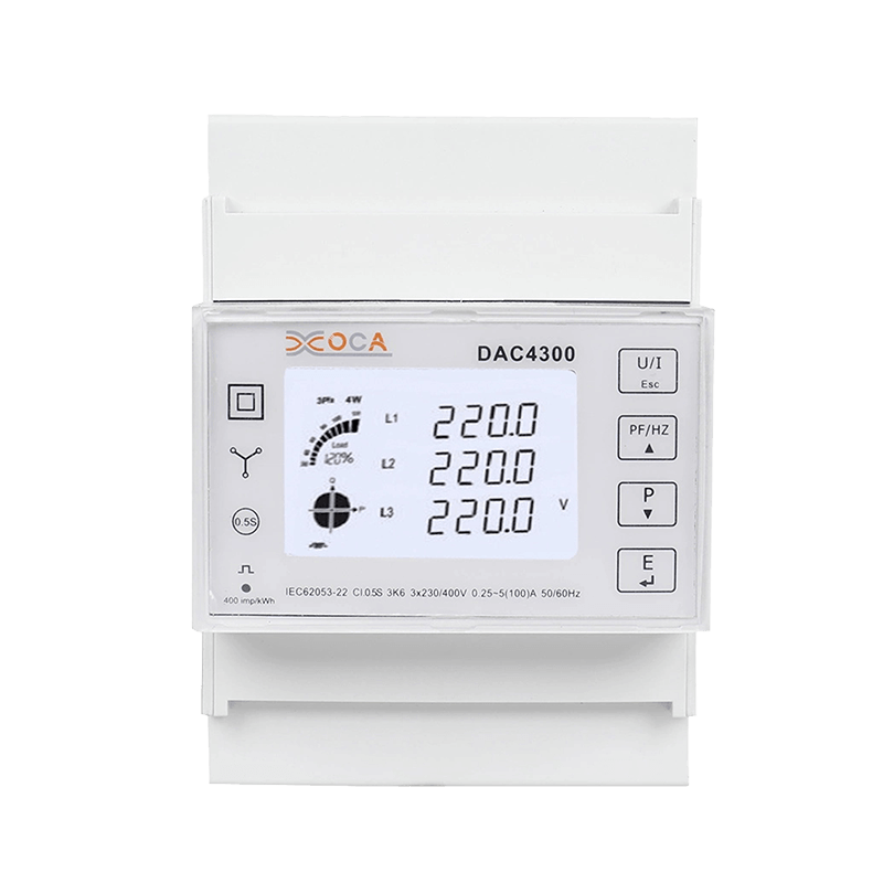 ট্রান্সফরমার এনার্জি মিটার সহ Dac4300 DIN Rail LCD তিন ফেজ