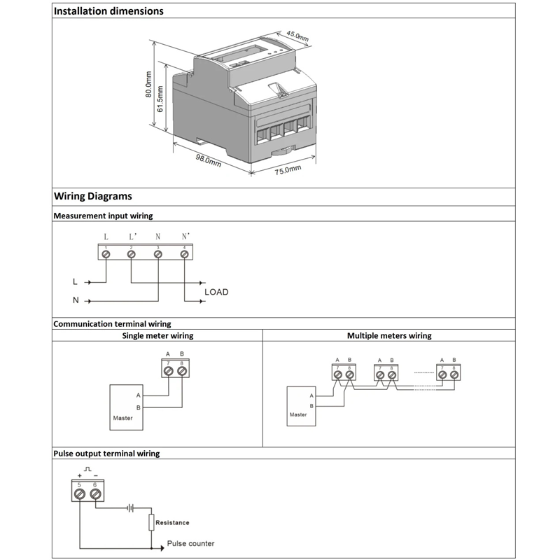 Dac4121C DIN Rail AC একক ফেজ ওয়্যারলেস মডবাস পাওয়ার মিটার