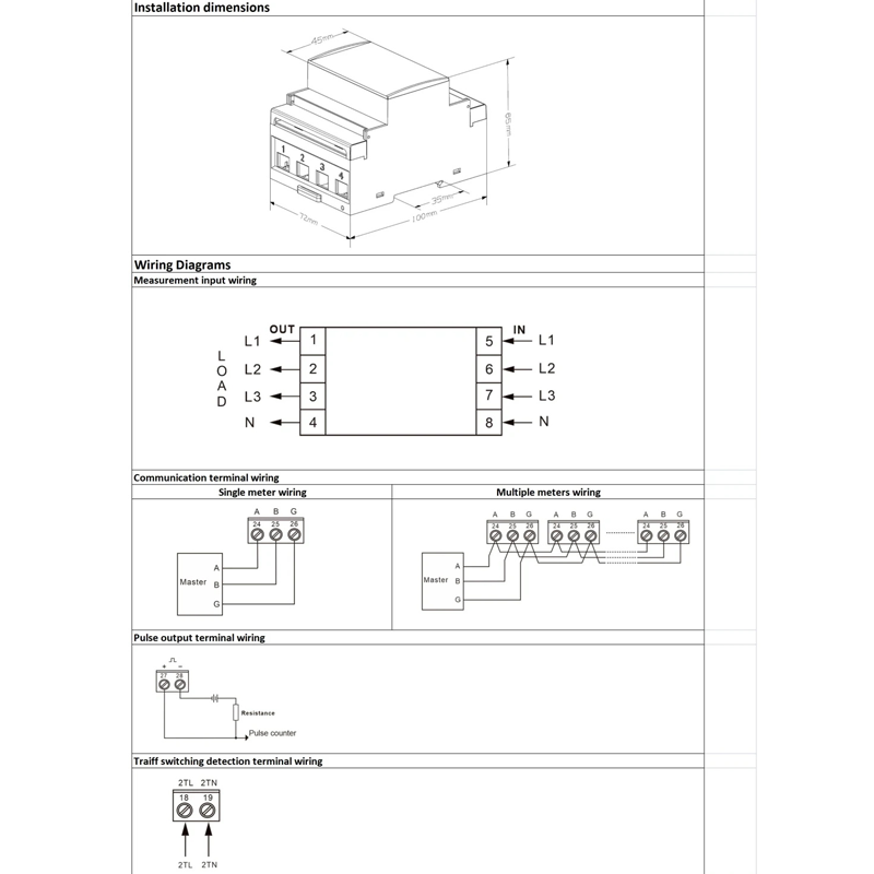 ট্রান্সফরমার এনার্জি মিটার সহ Dac4301CT DIN Rail AC থ্রি ফেজ