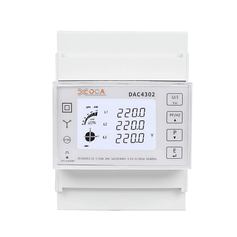 Dac4302 DIN Rail AC থ্রি ফেজ 2t বৈদ্যুতিক পাওয়ার মিটার